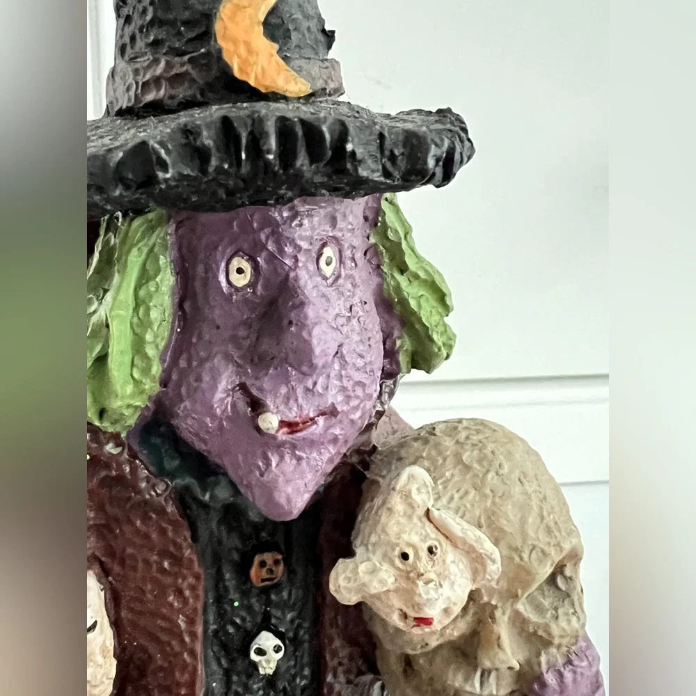 Vintage Halloween Decoration Witch Figurine ornament with hanging legs. 9.25×4
